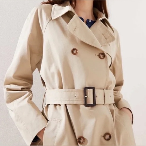 LOFT Jackets & Blazers - NWT LOFT Trench Coat Tan Belted pockets beige floral lining cotton Sz XS